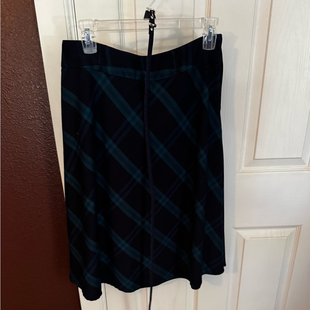 89th & Madison Black and Green Plaid A-Line Skirt